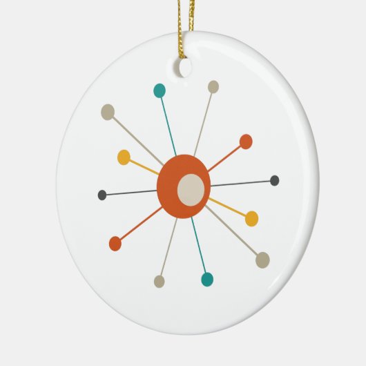 Kleurrijk atoomtijdperk - uitbarsting midden eeuw  keramisch ornament (Links)