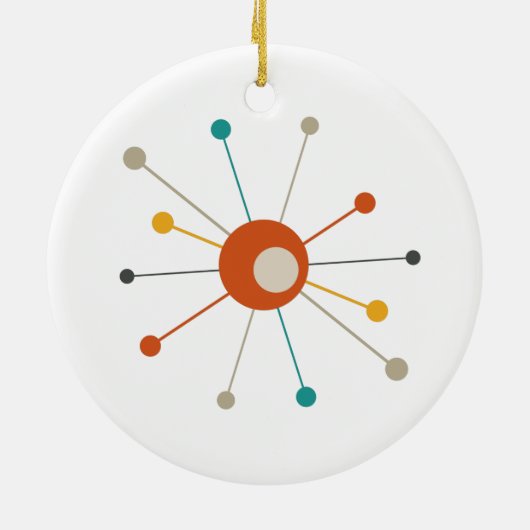 Kleurrijk atoomtijdperk - uitbarsting midden eeuw keramisch ornament (Achterkant)