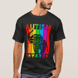 Kleurrijk Autisme Bewustzijn Regenboog Puzzelstuk  T-shirt