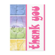 Kleurrijk Baby shower Dank u briefkaart