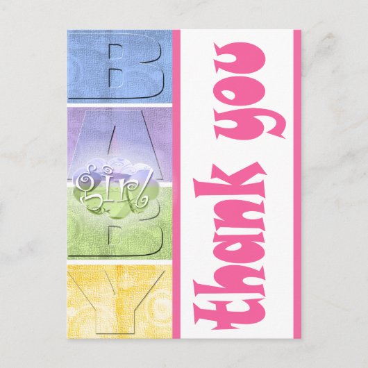Kleurrijk Baby shower Dank u briefkaart (Voorkant)