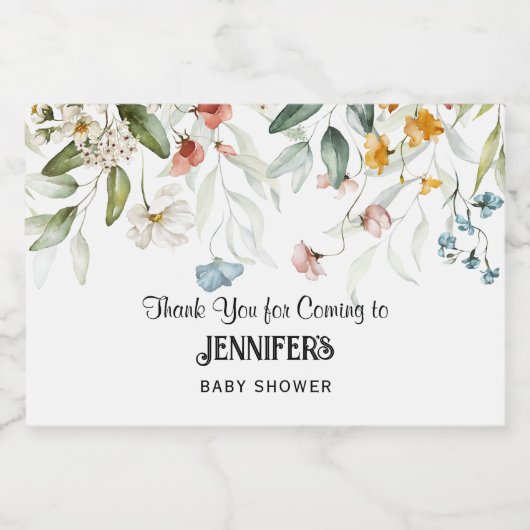 Kleurrijk Baby shower Dank u gunst, Sparkling Wijnetiket (Enkel label)