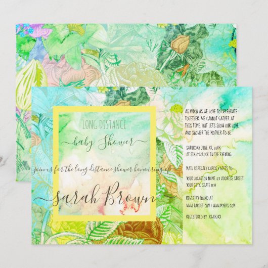 KLEURRIJK  BABY SHOWER OVER LANGE AFSTAND KAART (Voorkant / Achterkant)