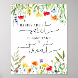 Kleurrijk baby shower voor wildbloemen poster