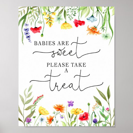 Kleurrijk baby shower voor wildbloemen poster (Voorkant)