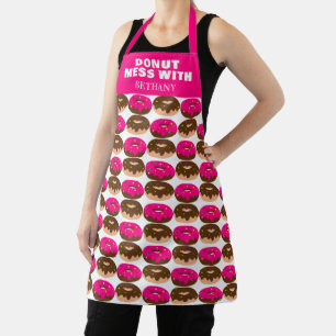 Kleurrijk baden Donut Mess met naam Schort