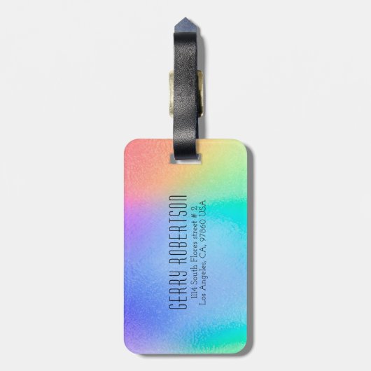 Kleurrijk bagagelabel met zachte kleuren en achter (Achterkant verticaal)