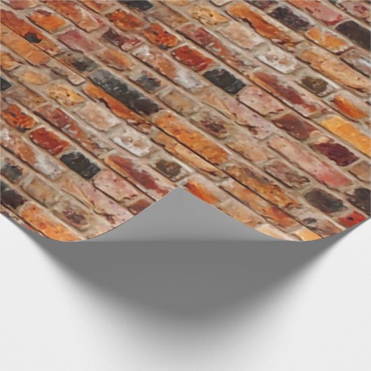 Kleurrijk bakstenen muur textuur inpakpapier (Hoek)