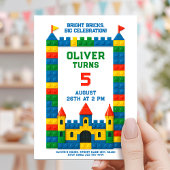 Kleurrijk bakstenen verjaardagsfeestje met speels  kaart