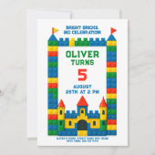 Kleurrijk bakstenen verjaardagsfeestje met speels  kaart (Voorkant)