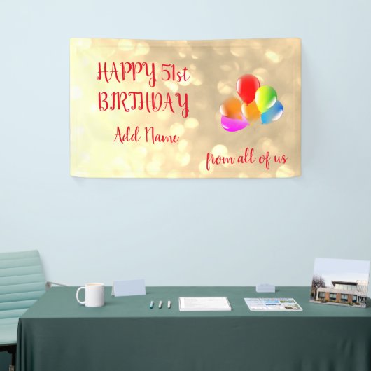 Kleurrijk ballonontwerp Happy 51st Birthday Spandoek (Beurs)