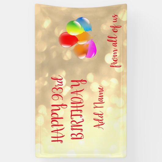 Kleurrijk ballonontwerp Happy 93rd Birthday Spandoek (Verticaal)