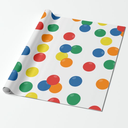 Kleurrijk balpatroon cadeaupapier (Uitgerold)