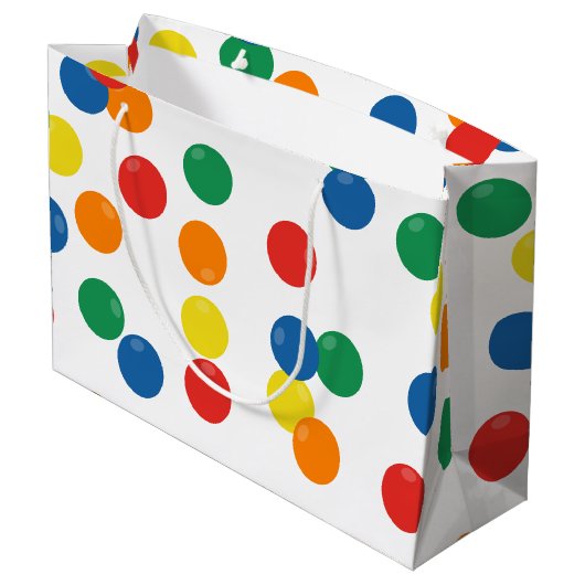 Kleurrijk balpatroon groot cadeauzakje (Achterkant Gekanteld)