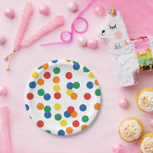 Kleurrijk balpatroon papieren bordje (Feest)