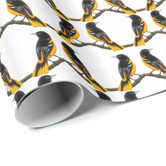 Kleurrijk Baltimore Oriole Birds Wrapping Paper Cadeaupapier (Rol Hoek)