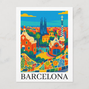 Kleurrijk Barcelona Spanje Reis Sagrada Familia Briefkaart
