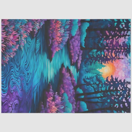 Kleurrijk Batik Forest Art Tissue Paper Tissuepapier (Voorkant)