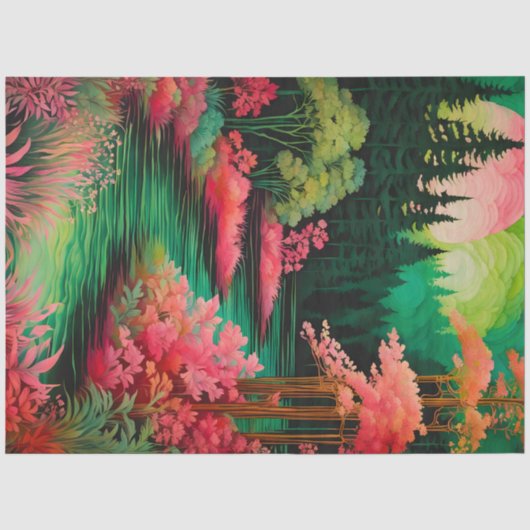 Kleurrijk Batik Forest Art Tissue Paper Tissuepapier (Voorkant)