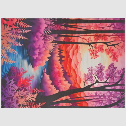 Kleurrijk Batik Forest Art Tissue Paper Tissuepapier (Voorkant)