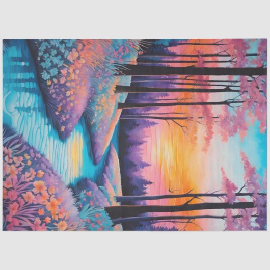 Kleurrijk Batik Forest Art Tissue Paper Tissuepapier (Voorkant)