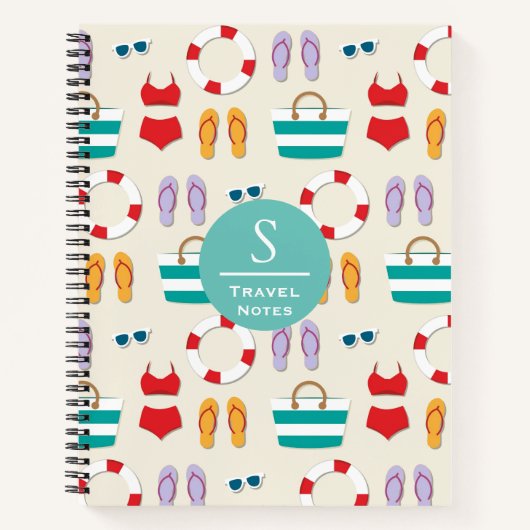 Kleurrijk beach Holiday Pattern Personeelsreis Notitieboek (Voorkant)