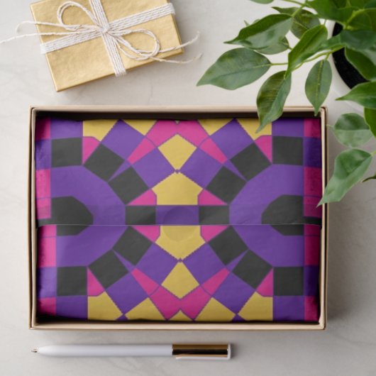 Kleurrijk beeld op kunstmozaïekgeometrisch patroon tissuepapier (Geschenk)