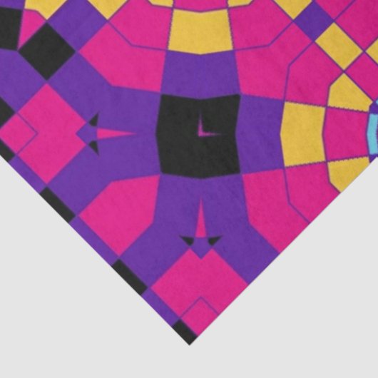 Kleurrijk beeld op kunstmozaïekgeometrisch patroon tissuepapier (Detail)