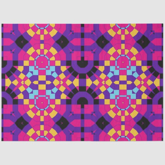 Kleurrijk beeld op kunstmozaïekgeometrisch patroon tissuepapier (Voorkant)