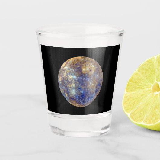 Kleurrijk beeld van Mercurius Shot Glas (Voorkant)