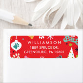 Kleurrijk been, pootdruk, sneeuwvlok huisdierpatro etiket (Insitu)