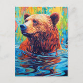 Kleurrijk Beer Abstract schilderen Briefkaart (Voorkant)