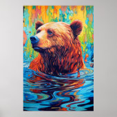 Kleurrijk Beer Abstract schilderen Cabine Art Poster (Voorkant)