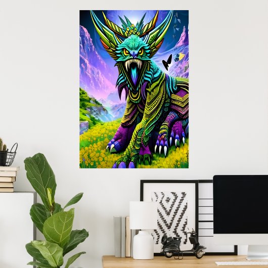 Kleurrijk beer beest | AI Art Poster (Thuiskantoor)