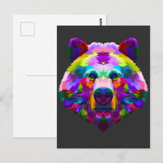 Kleurrijk Beer Illustration Mountain Forest Animal Briefkaart (Voorkant / Achterkant)