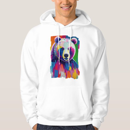 Kleurrijk Beer portret Hoodie (Voorkant)