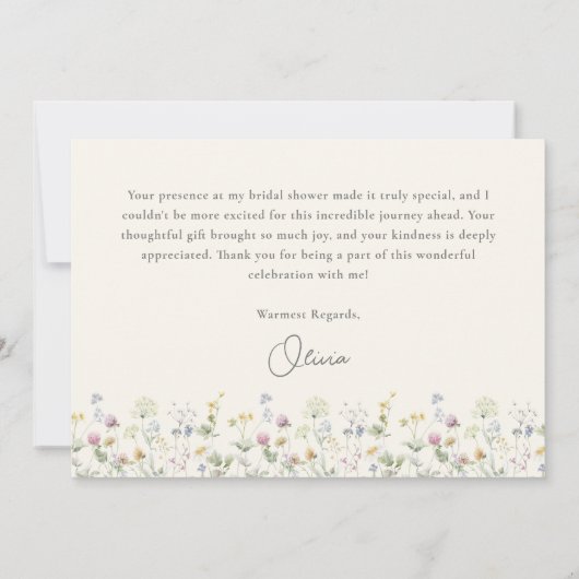 Kleurrijk Beige Wildflower Vrijgezellenfeest Bedankkaart (Achterkant)