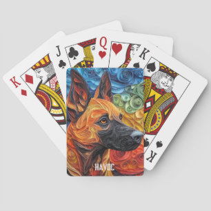 Kleurrijk Belgisch Malinois Hondenportret Pokerkaarten
