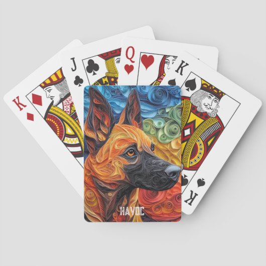Kleurrijk Belgisch Malinois Hondenportret Pokerkaarten (Achterkant)