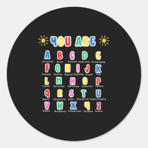 Kleurrijk Bent U Letters Alfabet Leer Abcs Onderw Ronde Sticker