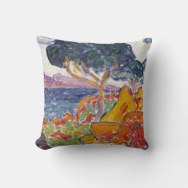 Kleurrijk  berglandschap met Quote Kussen