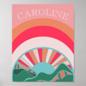 Kleurrijk berglandschap Zonsondergang Meisjes Poster (Voorkant)