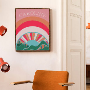 Kleurrijk berglandschap Zonsondergang Meisjes Poster