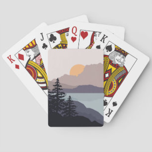 Kleurrijk Bergmeer zonsopgang landschap Pokerkaarten