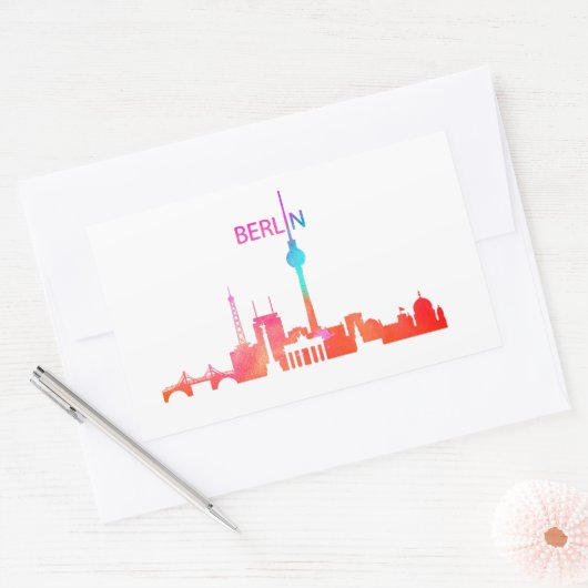 Kleurrijk Berlijn Rechthoekige Sticker (Envelop)