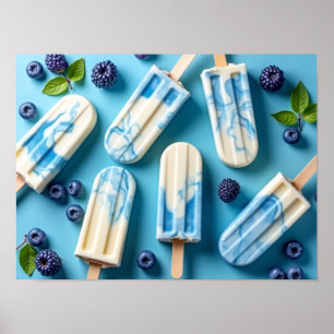 Kleurrijk Bessen Ijslolly Patroon Zomer Poster