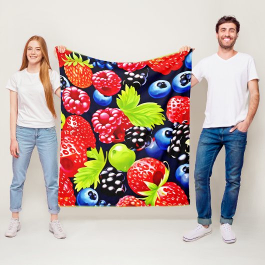 Kleurrijk Bessen Medley Ontwerp Fleece Deken (In situ)