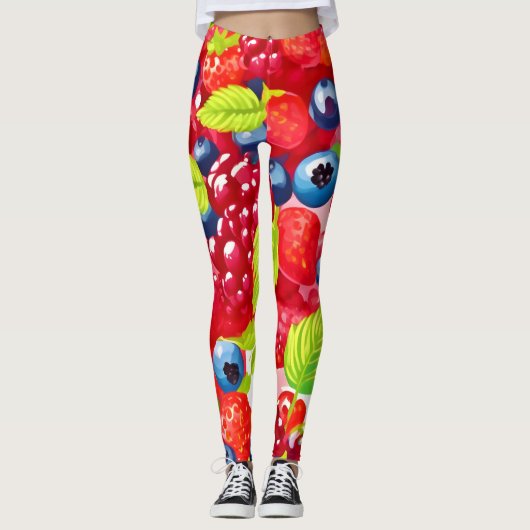 Kleurrijk bessenpatroon leggings (Voorkant)
