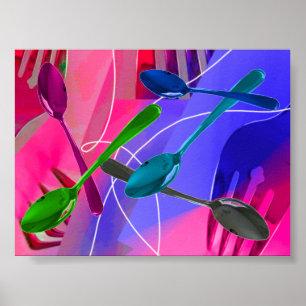 Kleurrijk Bestek Culinair Kunstposter Poster