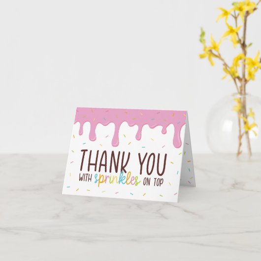 Kleurrijk bestrooit Doughnut dank u Kaart (Gele Bloem)